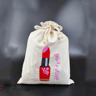  Laundry bag with lipstick embroidery